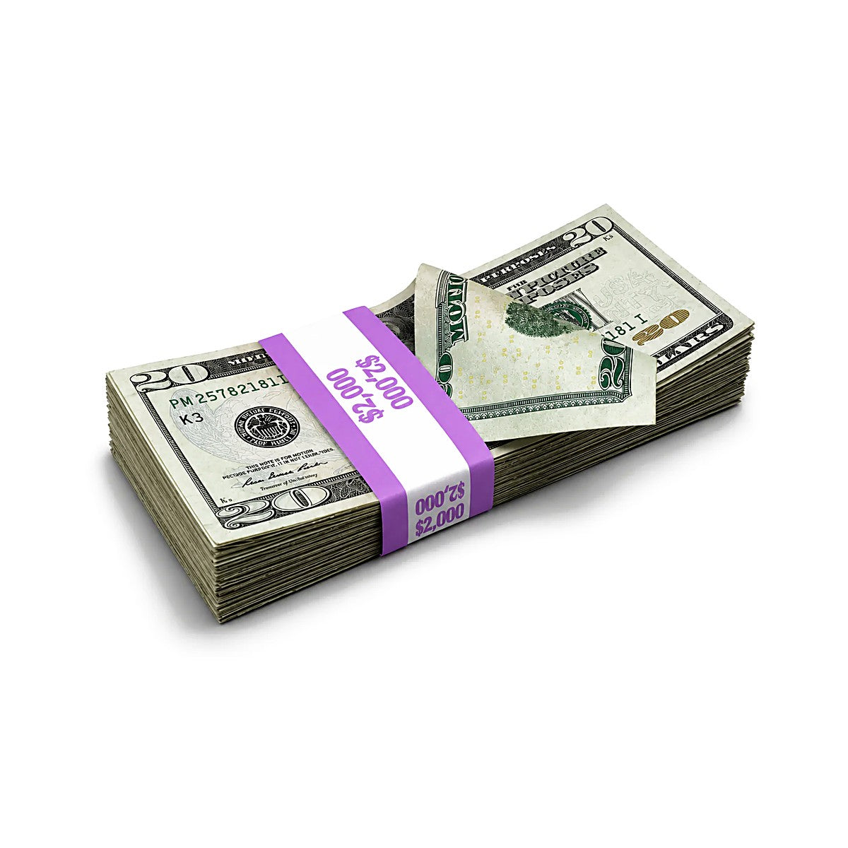 $2K Full Print $20 bills stack