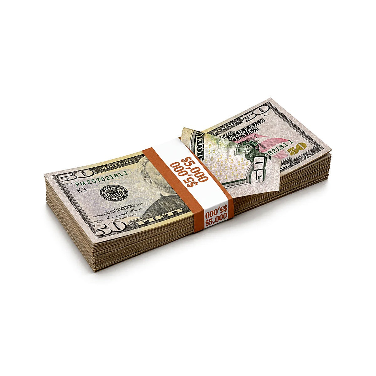 $5K Full Print $50 bills stack